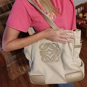 Loewe Large Canvas & Leather Tote "Authentic"